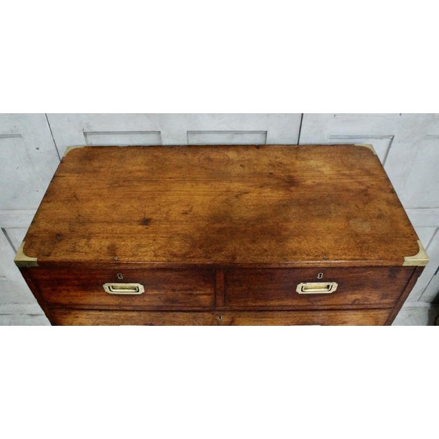 Antique Campaign Teak Chest from S.W Silver & Co, 1860s For Sale - Image 9 of 14