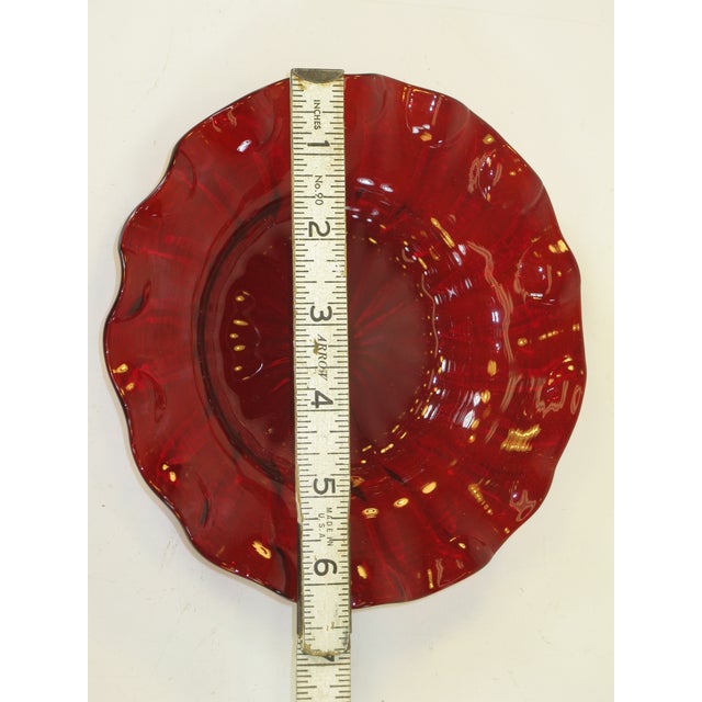Early 20th Century Desert Bowls Venetian Glass Deep Red Delicate Gold Gilding Likely Salviati Pair - Set of 4 For Sale - Image 6 of 15