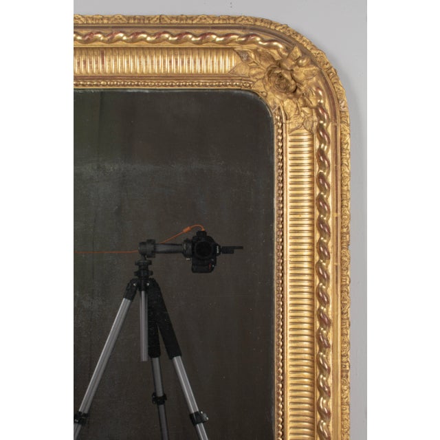 19th Century 19th Century Louis Philippe French Gilded Mirror 61"h X 37"w For Sale - Image 5 of 7