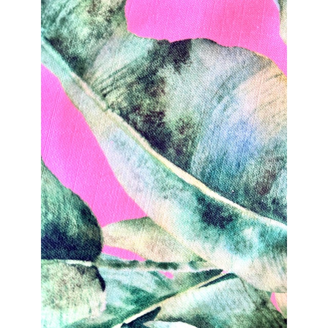 Contemporary Dominican Banana Leaves with Pink Pillow Cover For Sale - Image 11 of 12