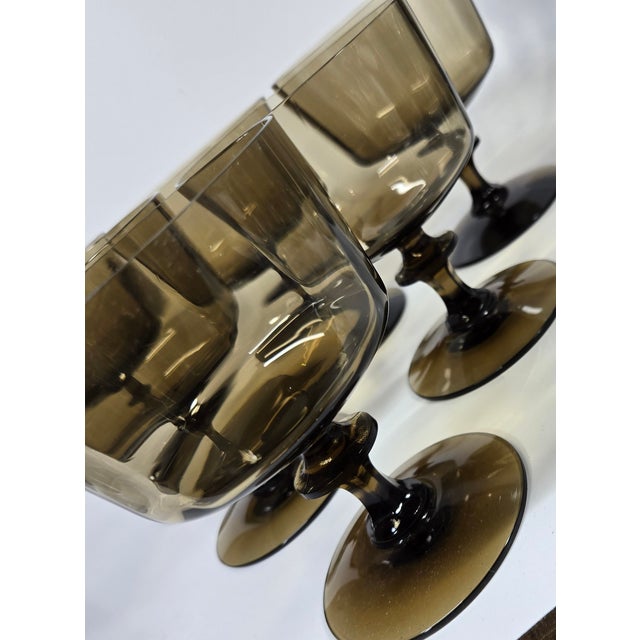 Glass Vintage Boho Chic Nutmeg Champagne Coupes - Set of Six For Sale - Image 7 of 12