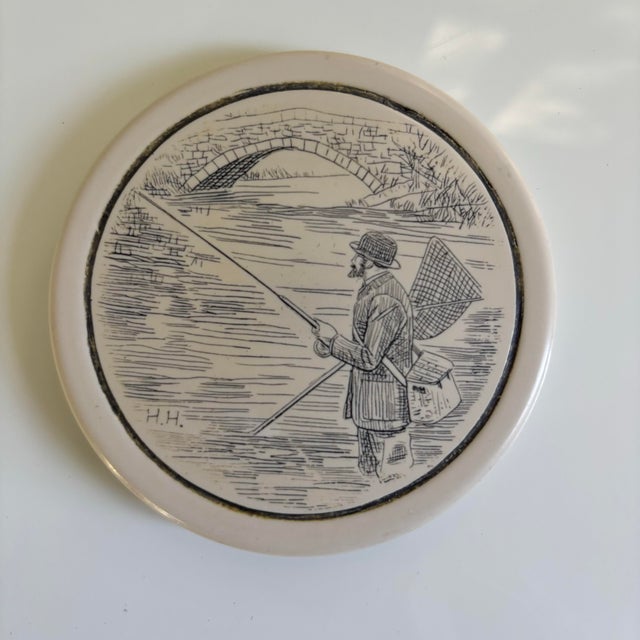 Mid 20th Century Comoys of London Set of English Sporting Scrimshaw Faux Whale Bone Ivory Coasters For Sale - Image 4 of 12