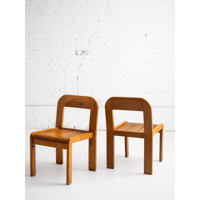 1970s Italian Post Modern Wood Slat Dining Chairs, a Set of 4 For Sale - Image 5 of 13