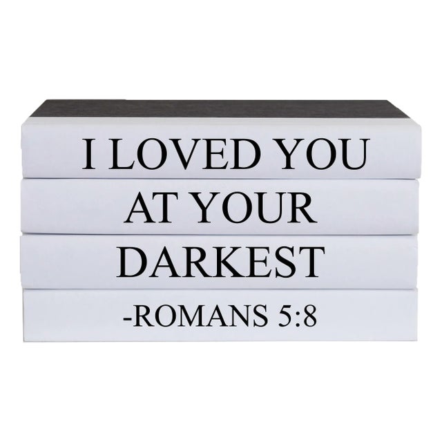 Decorative Books - Quote Book Stack - "At your Darkest" For Sale