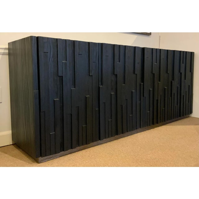 Wood Organic Modern Rustic Charred Black Finished Wood Credenza For Sale - Image 7 of 7