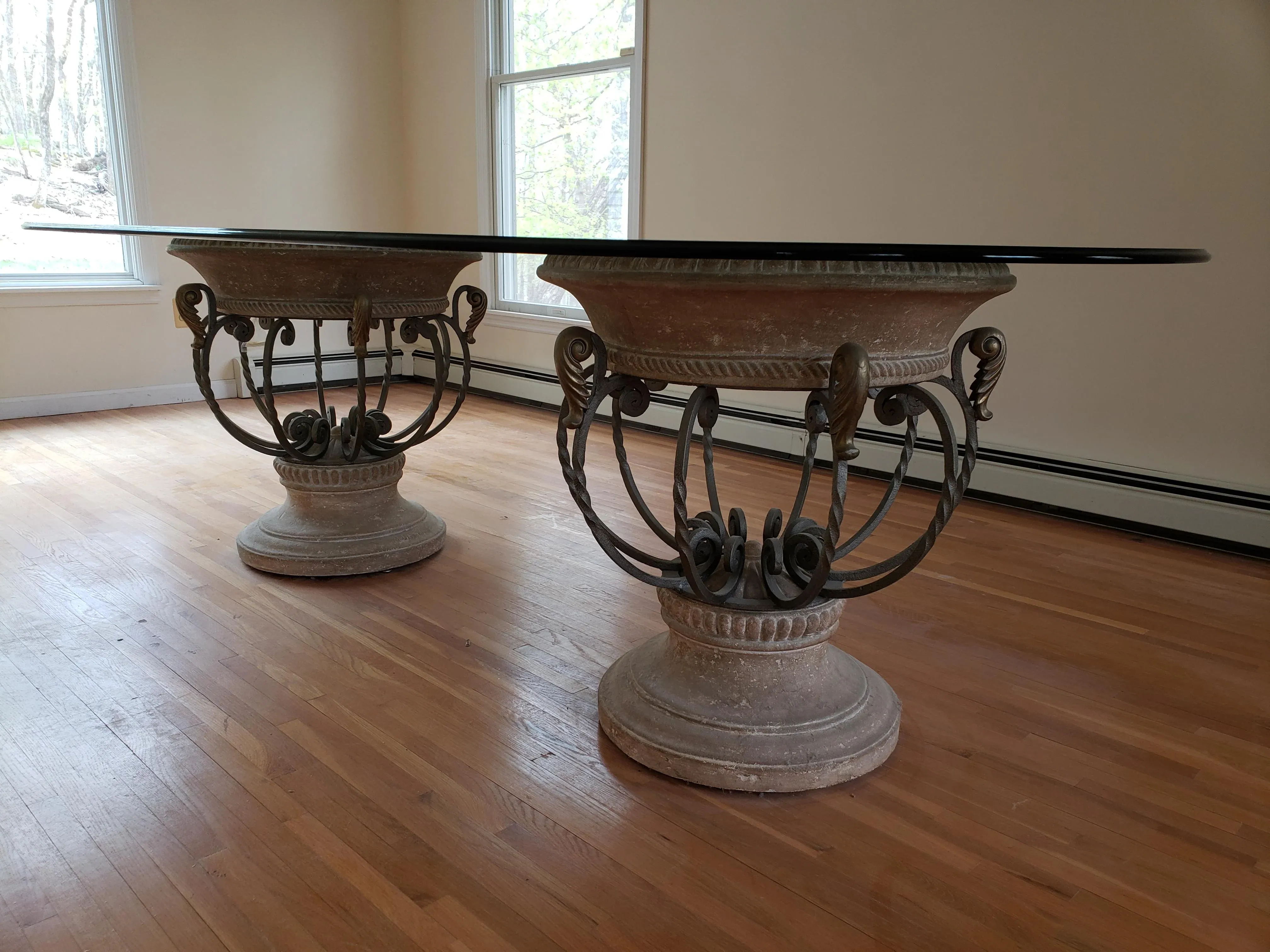 Drexel Heritage Corbel Glass Top Dining Table | Chairish