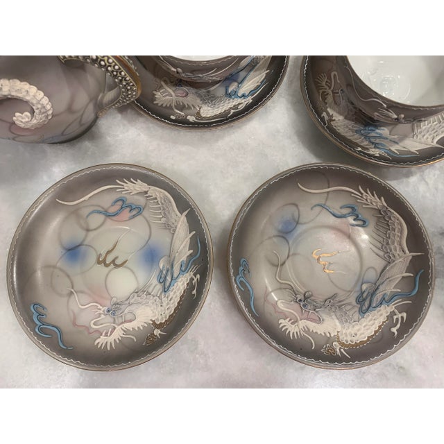 Gray Moriage Dragon Ware Tea Set, 18 Pieces For Sale - Image 8 of 13