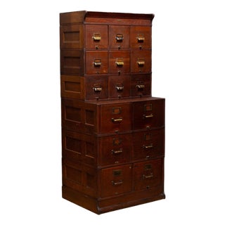 Antique Mahogany Yawman and Erbe 15 Drawer Modular File Cabinet c.1910 For Sale