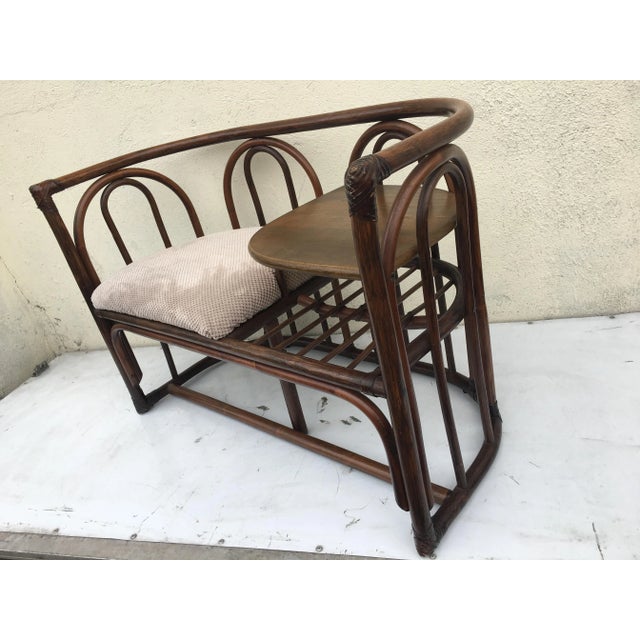 Bamboo & Rattan Side Table with Seating, 1960s For Sale - Image 9 of 18