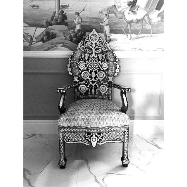 1980s 1980s Contemporary Mother of Pearl Inlaid Arm Rest Chair For Sale - Image 5 of 7