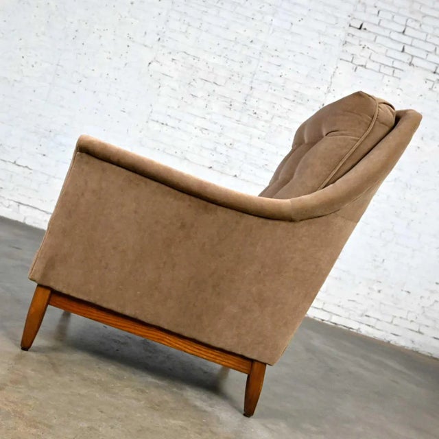 Mid 20th Century Vintage Mid Century Modern Mocha Colored Velvet Club Lounge Chair Style of Dunbar For Sale - Image 5 of 12
