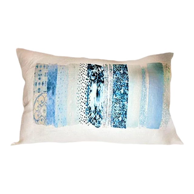 Light Blue Colorway Lumbar Sunbrella Pillow For Sale