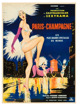 "Paris-Champagne" Original Vintage French Movie Poster, 1964