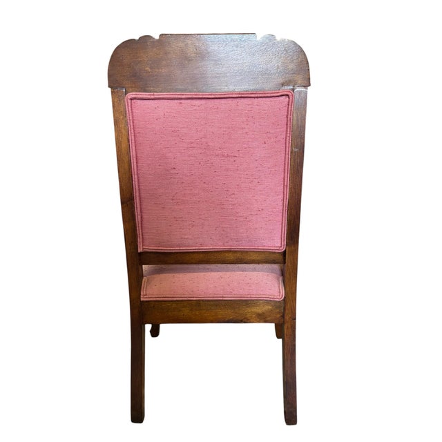 Antique Empire Style Walnut Armchairs With Pink Tufted Upholstery, a Pair For Sale - Image 4 of 12
