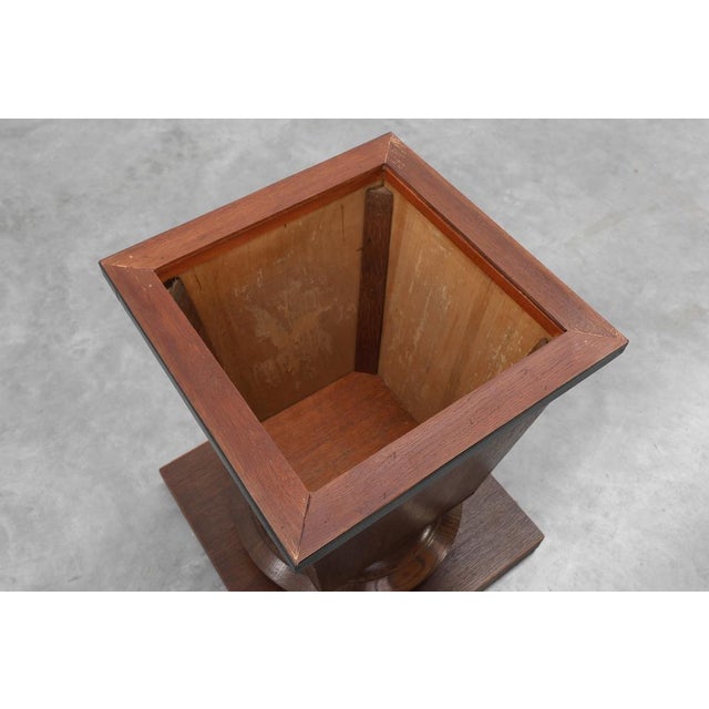 Brown Art Deco Geometric Square Oak Planters, France, 1930s, Set of 2 For Sale - Image 8 of 11