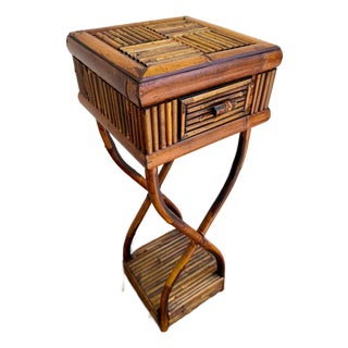 Burnt Bamboo Scupltural Side Table For Sale