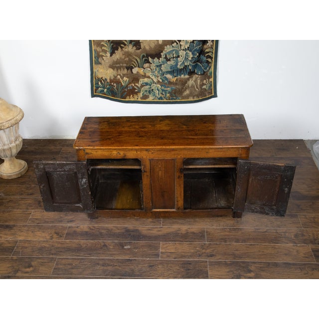 English Georgian 18th Century Elm Buffet with Two Doors, Iron and Brass Hardware For Sale - Image 12 of 12