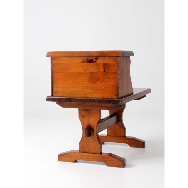 Vintage Pine Gallery End Table With Drawers For Sale - Image 11 of 15