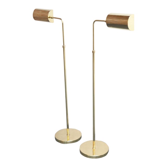 Pair of Vintage Fully Adjustable Floor Lamps by Chapman in Polished Brass For Sale