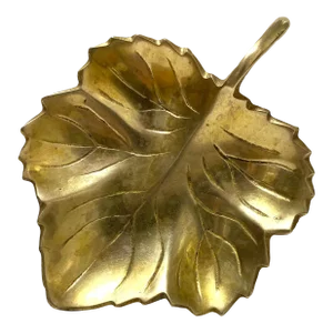 Vintage Brass Maple Leaf Trinket Dish – Mid Century Brass Catchall