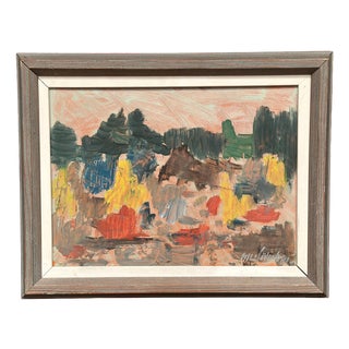 Nils Söderberg, Abstract Landscape, 1960s, Oil Painting on Panel, Framed For Sale