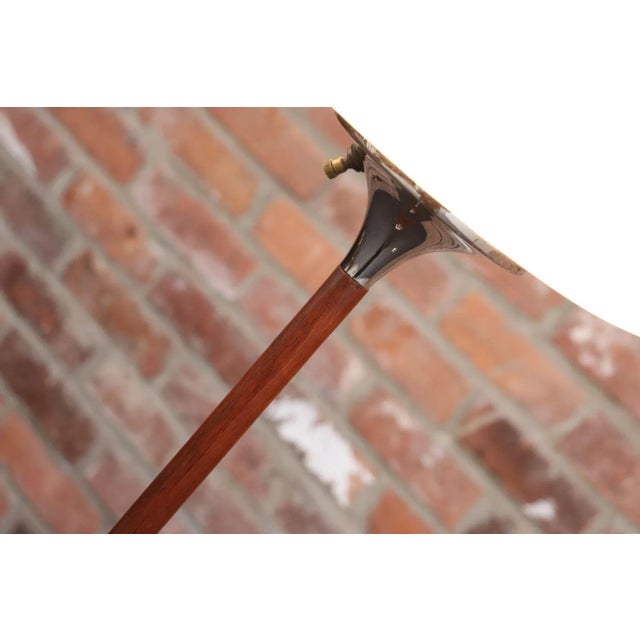 Brown Pair of Chrome Laurel Floor Lamps With Frosted Mushroom Shades and Walnut Stems For Sale - Image 8 of 18