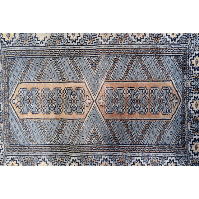Ivory 1950s, Handmade Vintage Uzbek Bukhara Rug 2' X 3.1' For Sale - Image 8 of 12