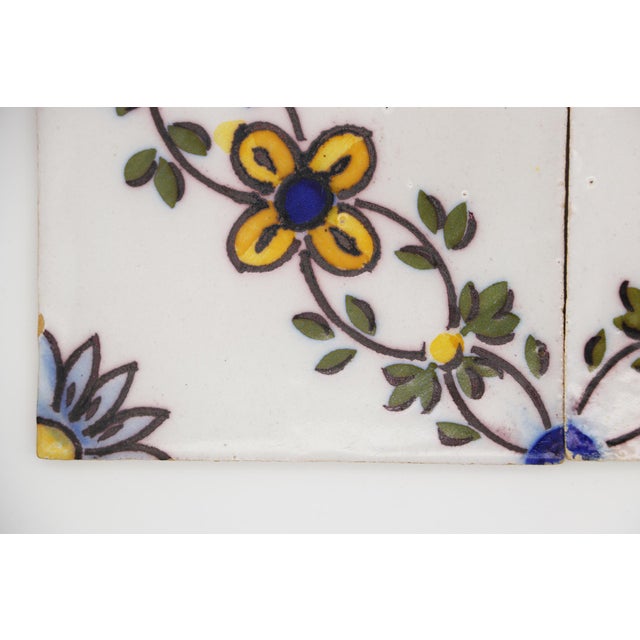 White 19th Century Set of Four Floral Tiles, Portuguese Baroque For Sale - Image 8 of 14