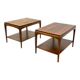1960s Pair of Vintage, Mid-Century Modern "Rhythm" Walnut Wood Side Tables by Lane For Sale