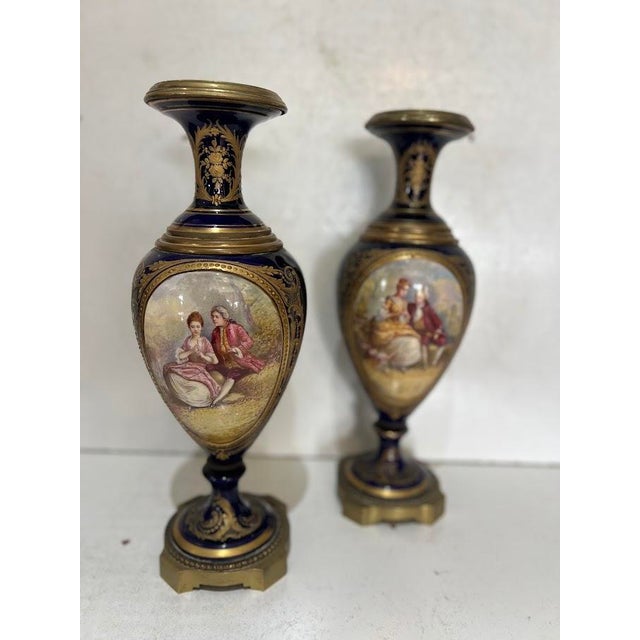 Louis XVI Style Fine Earthenware Vases, Set of 2 For Sale - Image 18 of 18