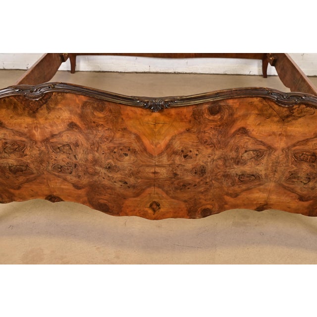Wood Antique Italian Louis XV Burl Wood Queen Size Bed, Circa 1900 For Sale - Image 7 of 10