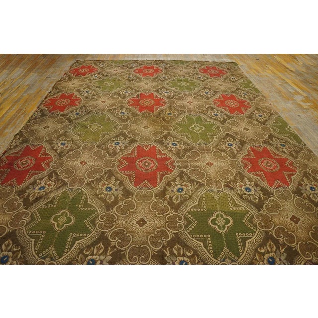 Mid 19th Century American Ingrain Carpet ( 8' 2'' x 12' 9'' - 250 x 390 cm ) Antique Ingrain American Geometric Knotted...
