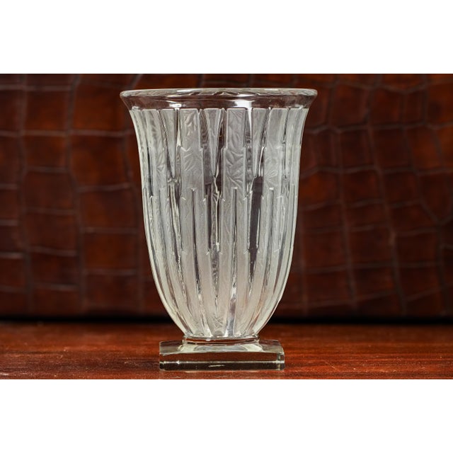 Stunning Antique French Frosted Crystal Flower Vase Art Deco Style Home Decor For Sale - Image 4 of 11