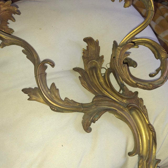 Metal Exceptional 19thc French Antique Louis XV Gilt Bronze Rococo Scroll Wall Sconces a - Pair For Sale - Image 7 of 12