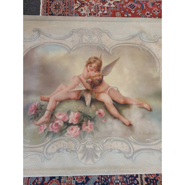 1920s 1920s Signed M. Van Der Voort Oil Painting on Canvas of Cherubs For Sale - Image 5 of 10