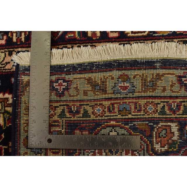 Tabriz Rug 6’6” X 9’7” Blue Wool Vintage Traditional Hand-Knotted Carpet For Sale - Image 15 of 15