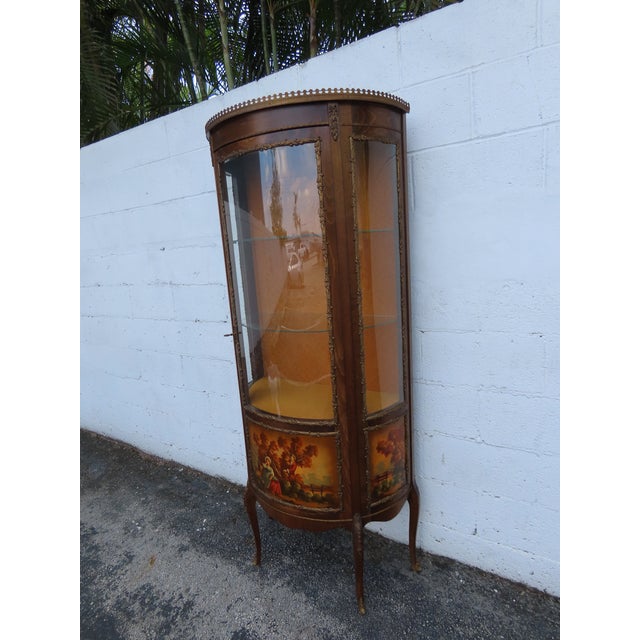 French Hand Painted Vitrine Display Curio Cabinet Cupboard 6344 For Sale In Miami - Image 6 of 18