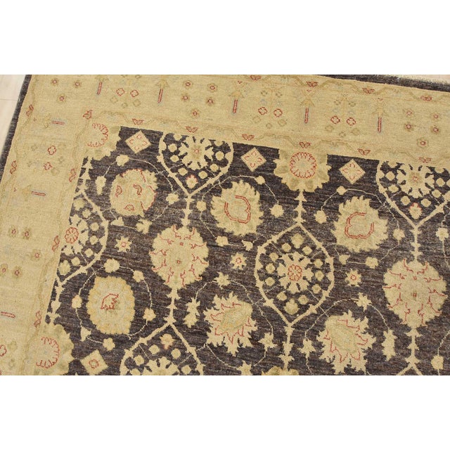 Ziegler Rug 6’4” X 9′ Dark Gray Wool Traditional Hand-Knotted Oriental Carpet For Sale In Philadelphia - Image 6 of 13