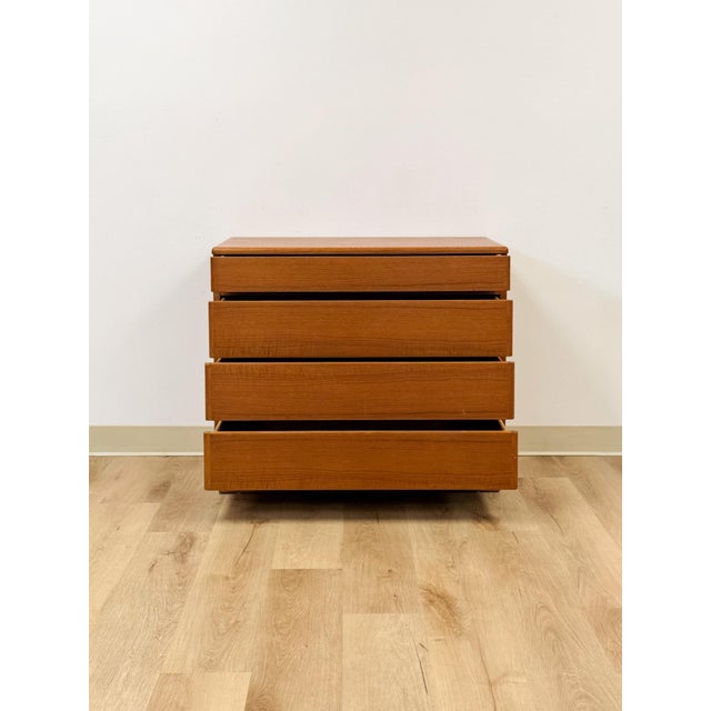 Brown Vintage MCM Danish Modern Teak Four Drawer Chest, Dresser, Bedroom Storage For Sale - Image 8 of 14
