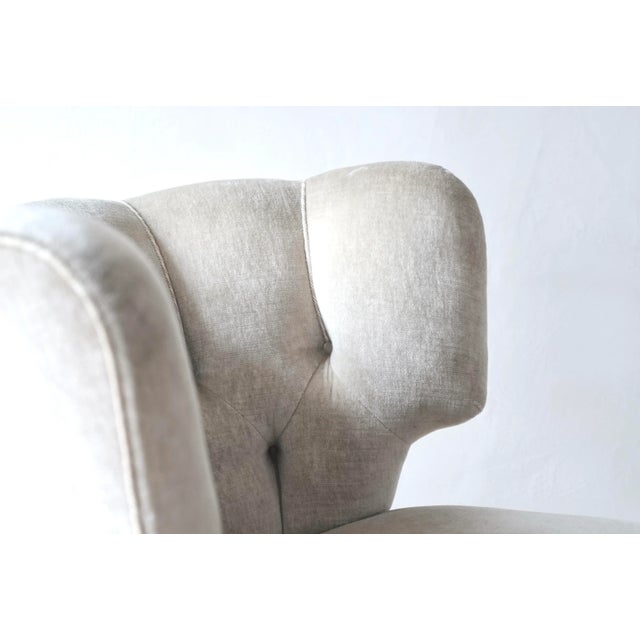 Scandinavian Grey Velvet Armchair, 1950s For Sale - Image 5 of 6