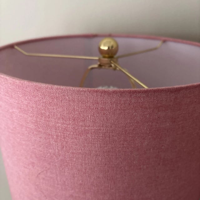 Contemporary 1990s Kate Spade Pink Striped Ceramic Cylinder Lamps - Set of 2 For Sale - Image 3 of 7