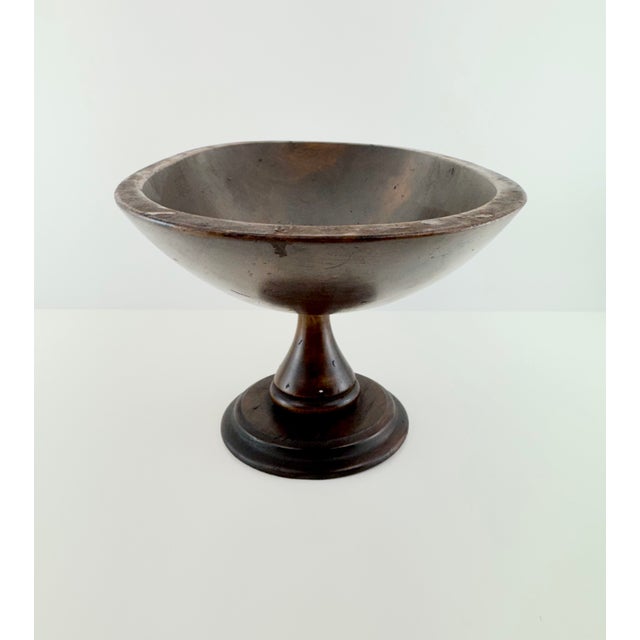 Vintage Hand-Carved Oval Wood Pedestal Centerpiece Bowl For Sale - Image 9 of 11