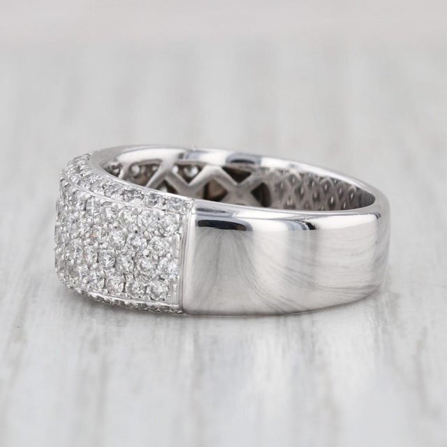 Silver 1.20ctw Pave Diamond Ring 14k White Gold Size 7.25 Wedding Anniversary Band For Sale - Image 8 of 8