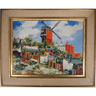 Elisée Maclet, Montmartre Moulin de la Galette, 1930, Oil on Panel, Framed For Sale