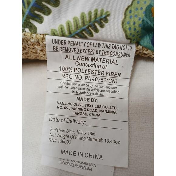 2 Pillow Set Tommy Bahama Tropical Leaf Throw 16 X 16 Indoor Outdoor Blue Green For Sale - Image 13 of 13