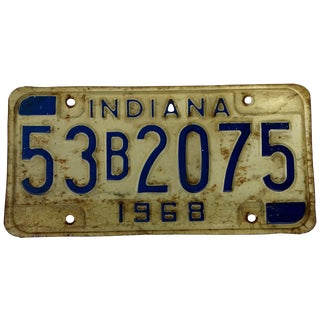 Rustic Mid Century Indiana License Plate 1968 For Sale