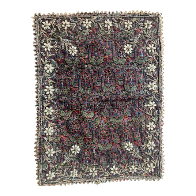 Antique Safavid Textile Fragment With Pearl Embroidery For Sale