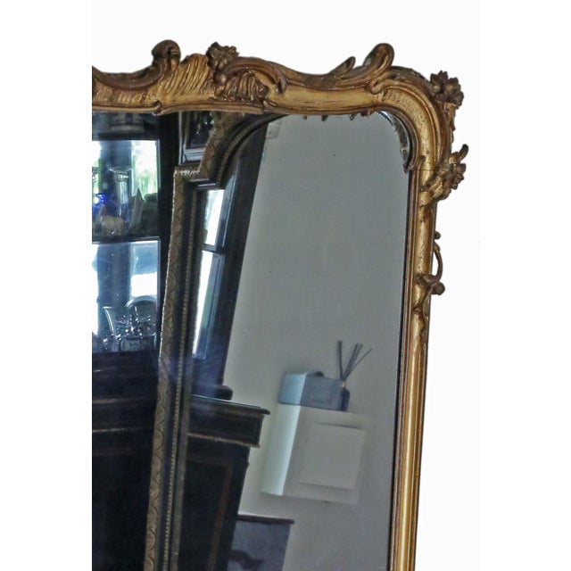Large Antique Gilt Floor Overmantle Wall Mirror, 1800s For Sale - Image 4 of 10