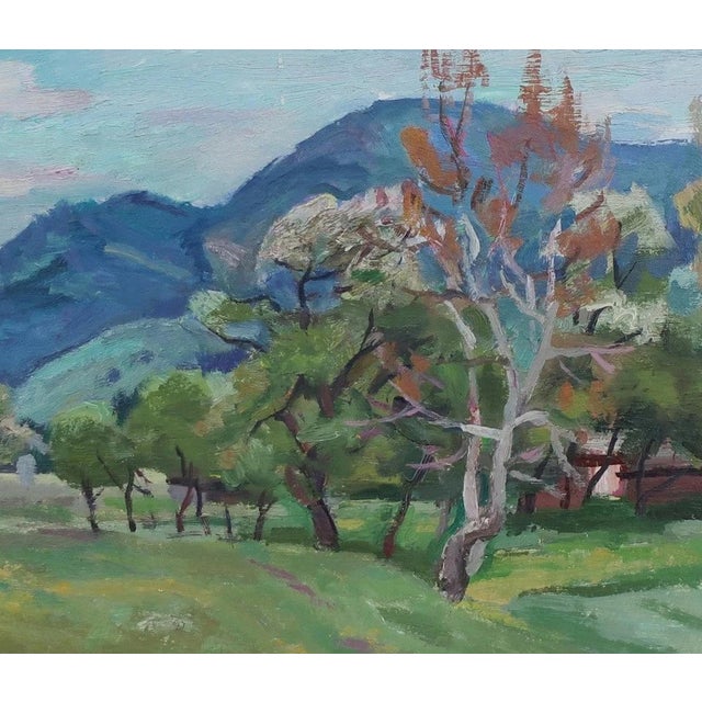 Mountain Landscape Antique Oil Painting Original Soviet Art Ukrainian Artist Kozik v.g. 43-50 1980s For Sale - Image 4 of 6