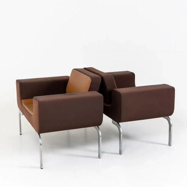 Set of Italian Brown Leather Lounge Chairs, 1970s For Sale - Image 4 of 15